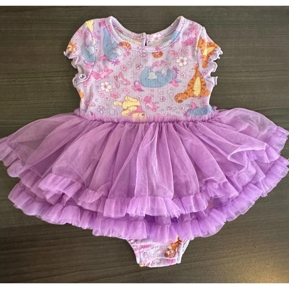 Disney‎ Baby Winnie The Pooh Purple Tutu Bodysuit Dress 12M